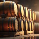 warm and cozy wine cellar with barrels in soft lighting ai